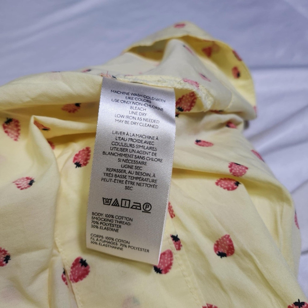 Free People Lavender Daze Midi Dress Sz S Yellow Strawberry Drop- Waist Smocked - Picture 13 of 13